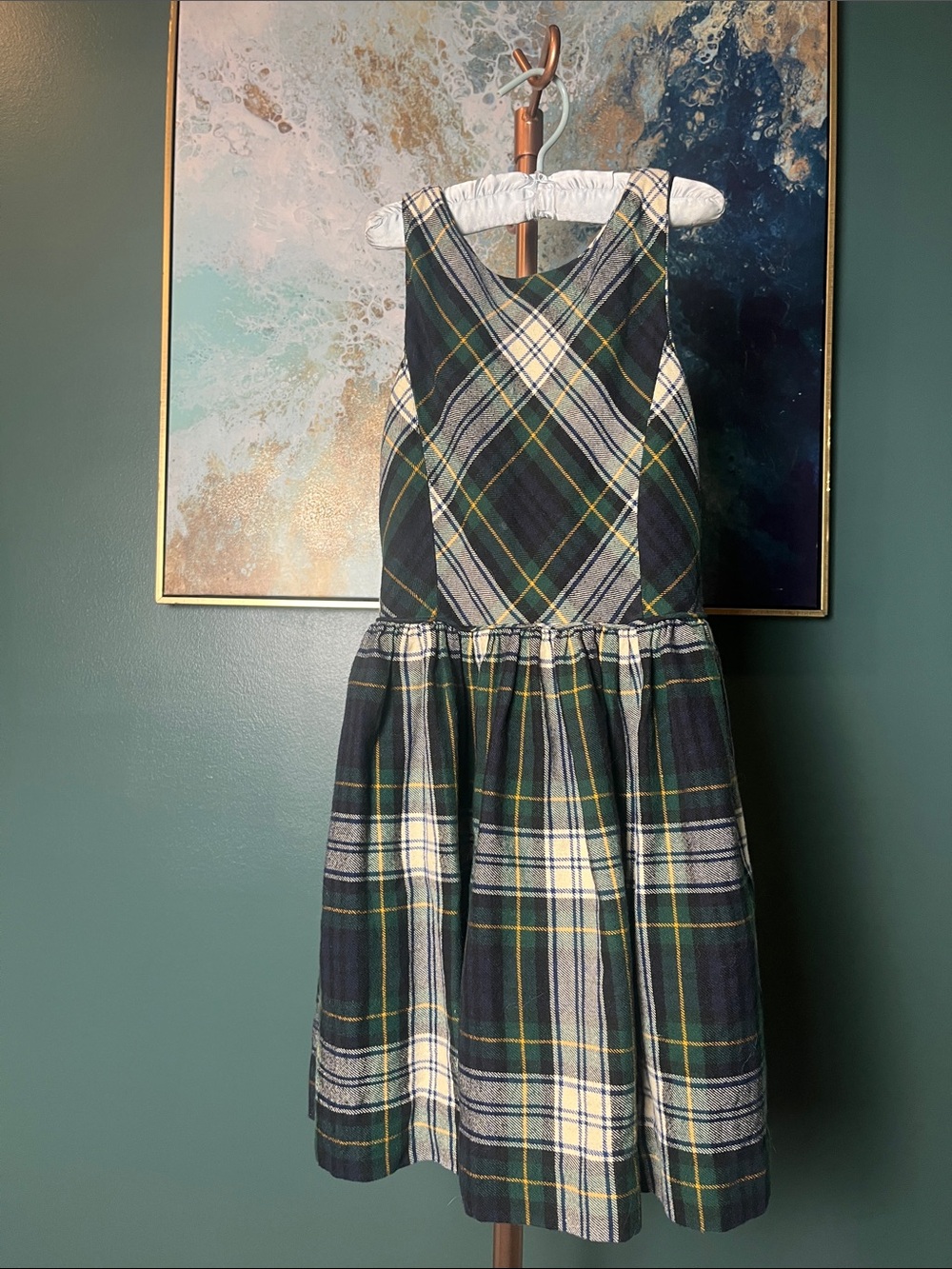 Polo Ralph Lauren Girls Plaid Pinafore Dress Sz 7